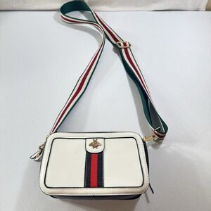 Beatfull Designer Bee Crossbody Purse for Women PU Leather Shoulder White